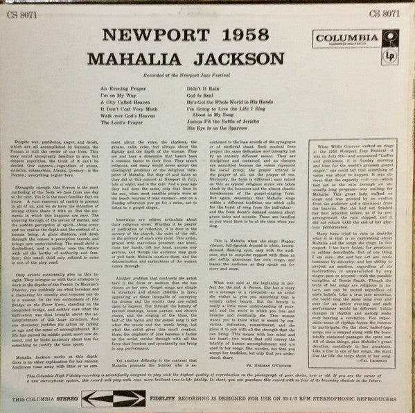 Mahalia Jackson : Newport 1958  (LP, Album)