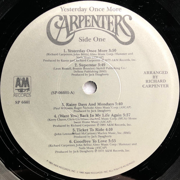 Carpenters : Yesterday Once More (2xLP, Comp, Ele)