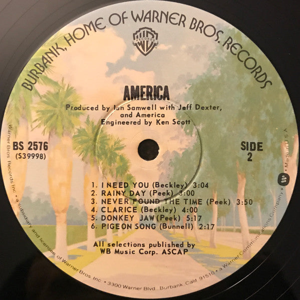 America (2) : America (LP, Album, RE, Win)