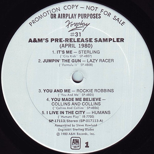Various : Foreplay #31 A&M's Pre-Release Sampler (April 1980) (LP, Advance, Promo, Smplr)