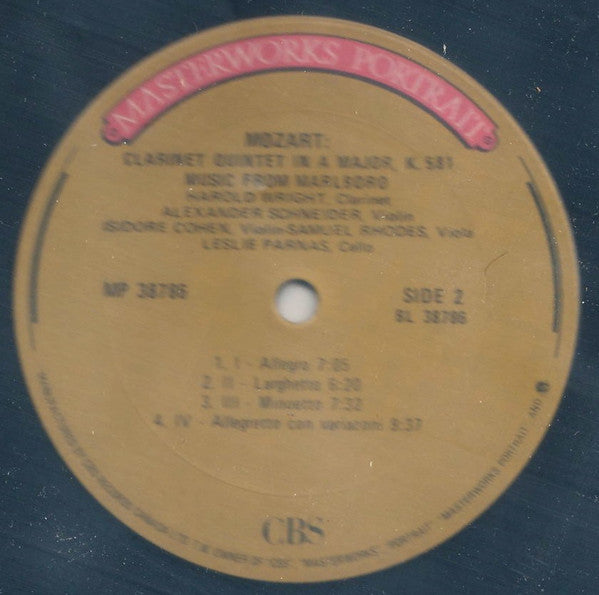Mozart* / Robert Marcellus - Cleveland Orchestra* - George Szell - H. Wright* / A. Schneider* / I. Cohen* / S. Rhodes* / L. Parnas* : Clarinet Quintet / Clarinet Concerto (LP, Comp)
