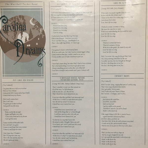 The Marshall Tucker Band : Carolina Dreams (LP, Album, Club, CRC)