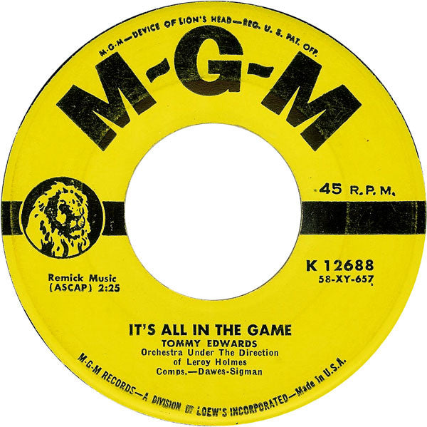 Tommy Edwards : It's All In The Game (7", Single)