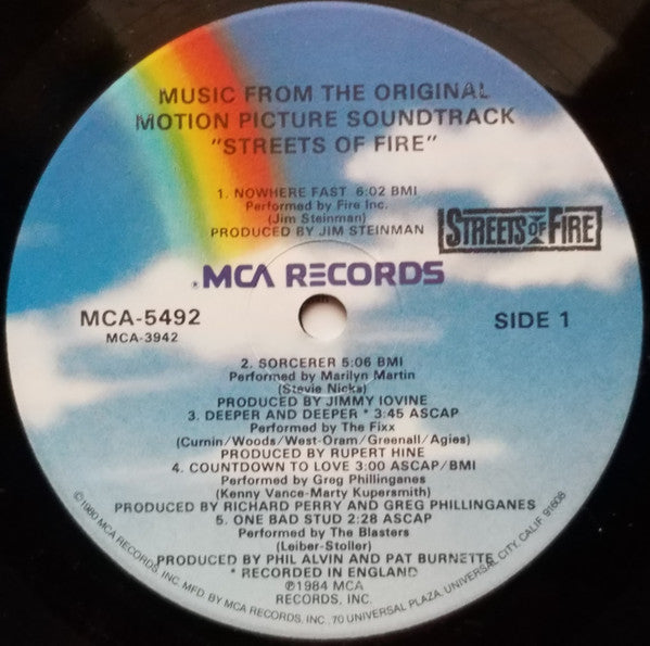 Various : Streets Of Fire - Music From The Original Motion Picture Soundtrack (LP, Album, RE, Pin)