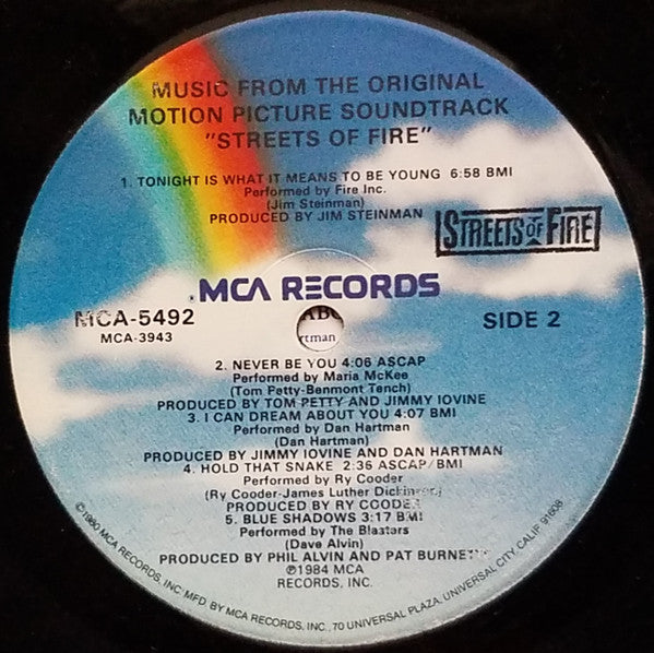 Various : Streets Of Fire - Music From The Original Motion Picture Soundtrack (LP, Album, RE, Pin)
