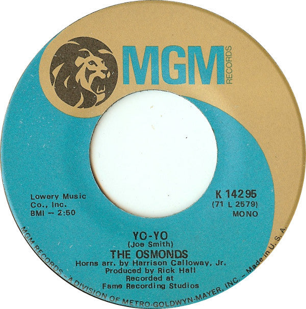 The Osmonds : Yo-Yo / Keep On My Side (7", Single, Mono)