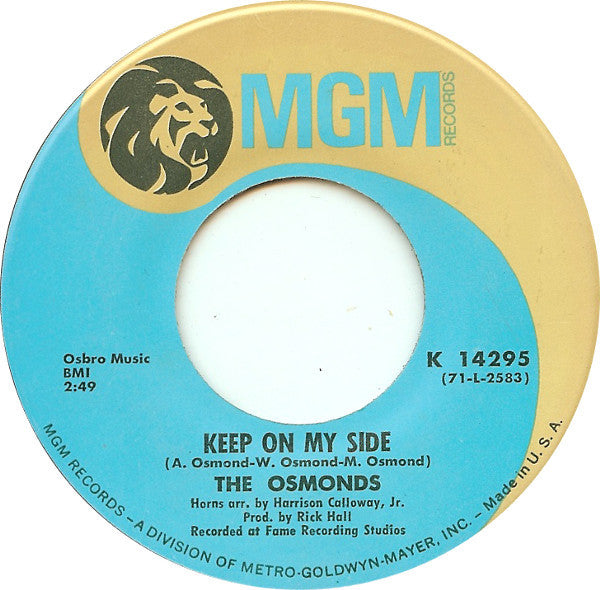 The Osmonds : Yo-Yo / Keep On My Side (7", Single, Mono)