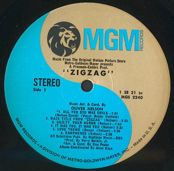 Oliver Nelson : Zigzag (Original Motion Picture Score) (LP, Album)