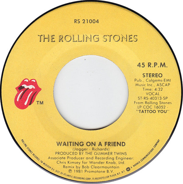 The Rolling Stones : Waiting On A Friend (7", Single, Lud)