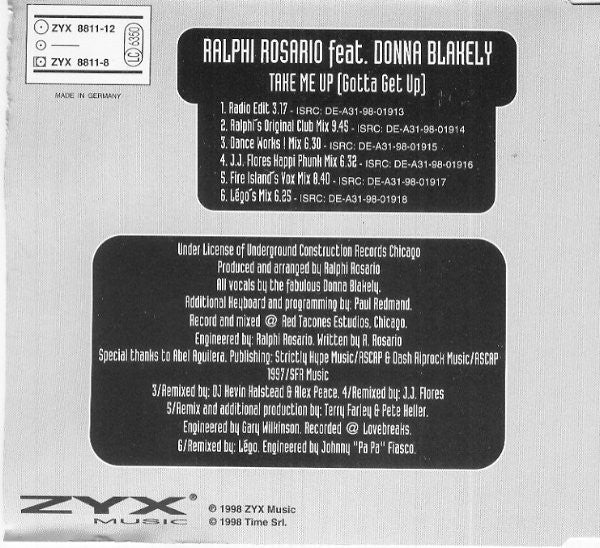 Ralphi Rosario Featuring Donna Blakely : Take Me Up (Gotta Get Up) (CD, Maxi)