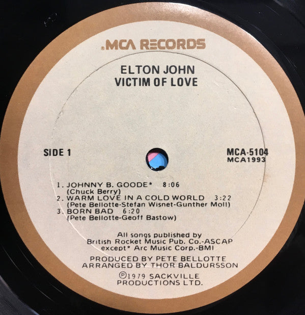 Elton John : Victim Of Love (LP, Album, Gol)