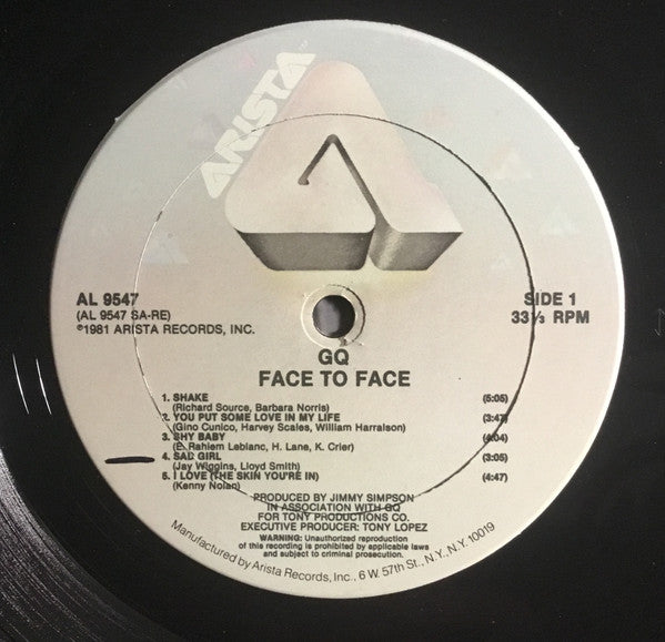 GQ : Face To Face (LP, Album, RE, Hau)