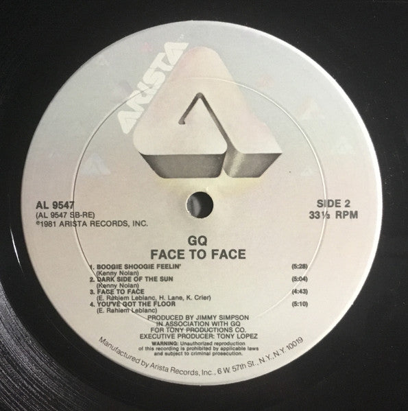 GQ : Face To Face (LP, Album, RE, Hau)