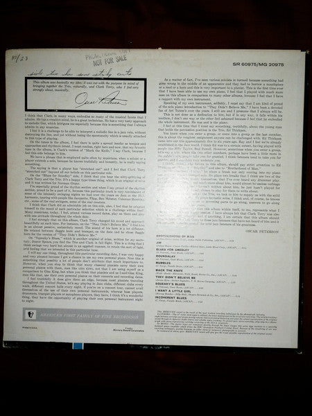 Oscar Peterson Trio* + Clark Terry : Oscar Peterson Trio + One  (LP, Album, Mono, Promo)