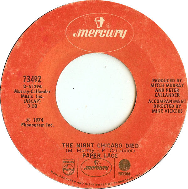 Paper Lace : The Night Chicago Died / Can You Get It When You Want It (7", Single, Pit)