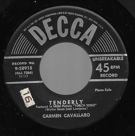 Carmen Cavallaro : Tenderly (7", Single)
