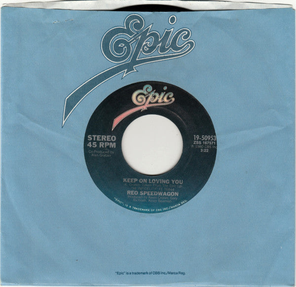REO Speedwagon : Keep On Loving You (7", Single, Styrene, Pit)