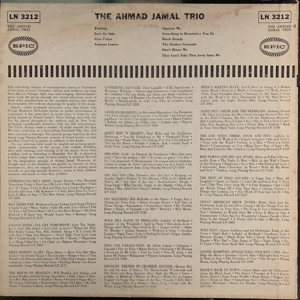The Ahmad Jamal Trio* : The Ahmad Jamal Trio (LP, Album, Mono)