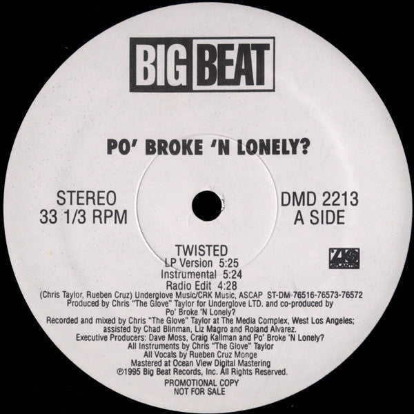 Po' Broke 'N Lonely?* : Twisted (12", Promo)