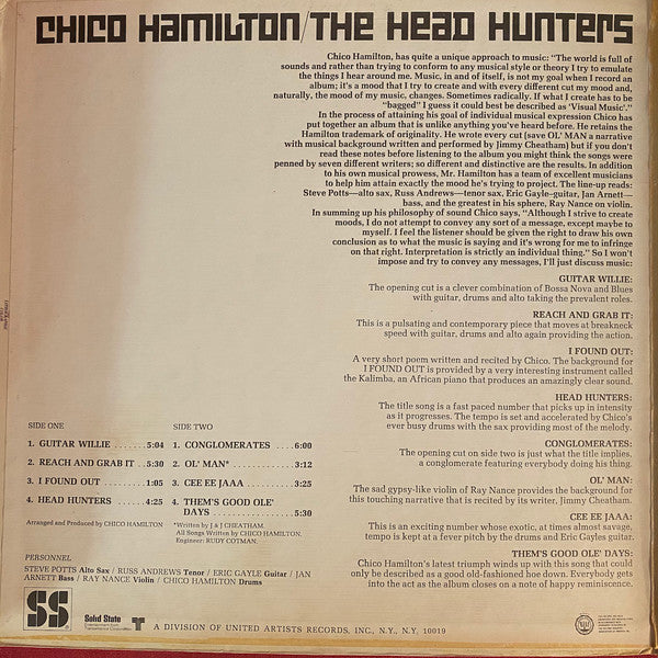 Chico Hamilton : The Head Hunters (LP, Album, Gat)