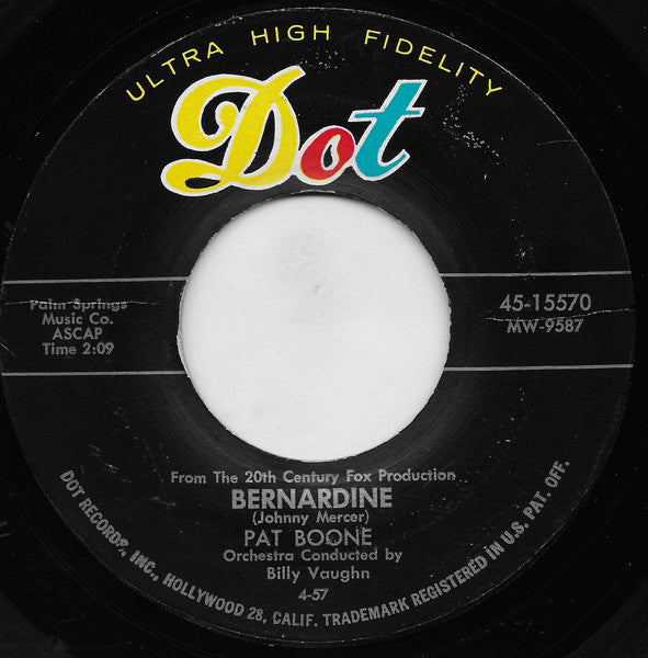 Pat Boone : Love Letters In The Sand / Bernardine (7", Single, Mon)