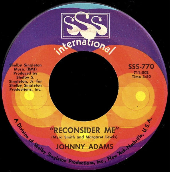 Johnny Adams : Reconsider Me / If I Could See You One More Time (7", Single)