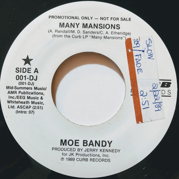 Moe Bandy : Many Mansions  (7", Promo)