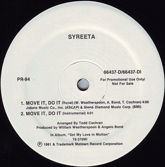 Syreeta : Move It, Do It / Can't Shake Your Love (12", Promo)