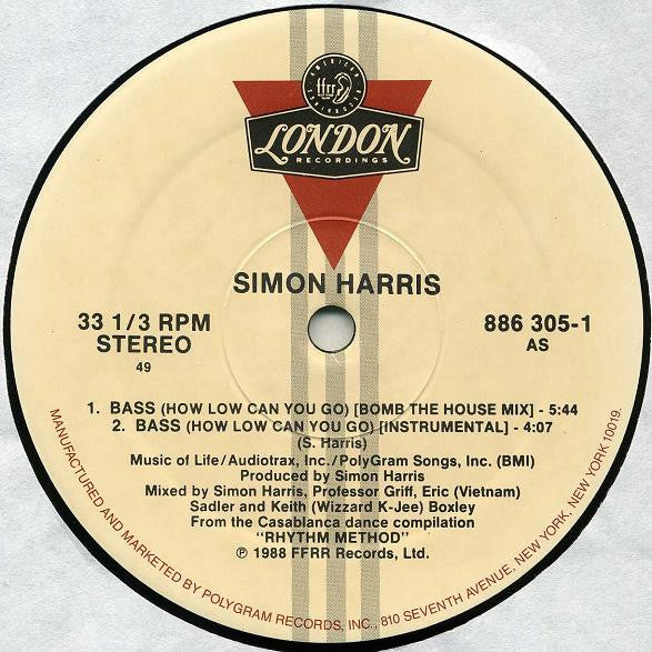 Simon Harris : Bass (How Low Can You Go) (12", Single)