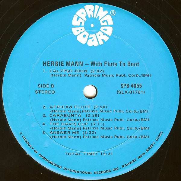 Herbie Mann : With Flute To Boot! (LP, Album, RE)