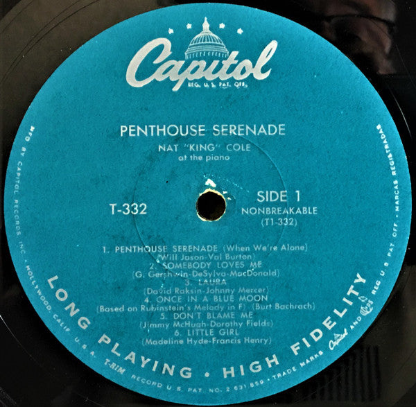 Nat King Cole : Penthouse Serenade (LP, Album, RE, RP, Scr)