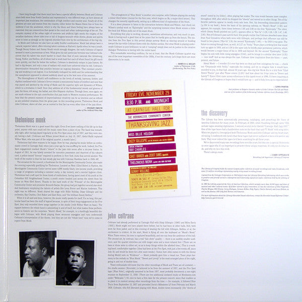 The Thelonious Monk Quartet With John Coltrane : At Carnegie Hall (LP, Album, Mono, 200)