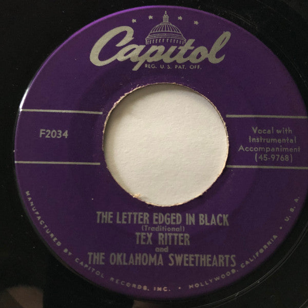 Tex Ritter And Oklahoma Sweethearts : The Letter Edged In Black / There Shall Be Showers Of Blessings (7")