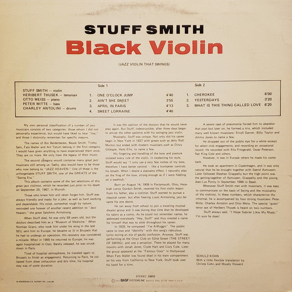 Stuff Smith : Black Violin (LP, Album)