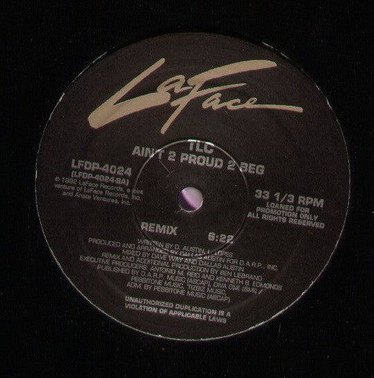 TLC : Ain't 2 Proud 2 Beg (Ben Liebrand Remixes) (12", Promo)