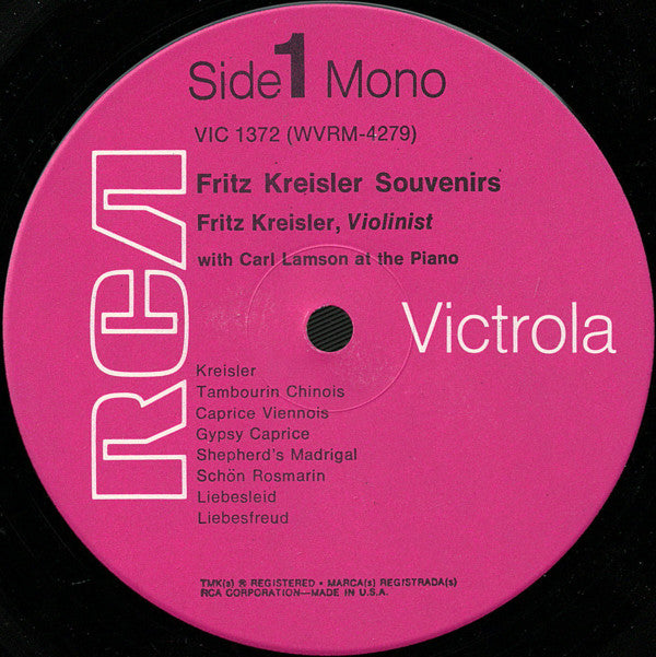 Fritz Kreisler : Souvenirs (LP, Mono, RP, Pin)