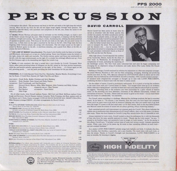 David Carroll And His Orchestra* : Latin Percussion (LP, Album, Mono, Gat)