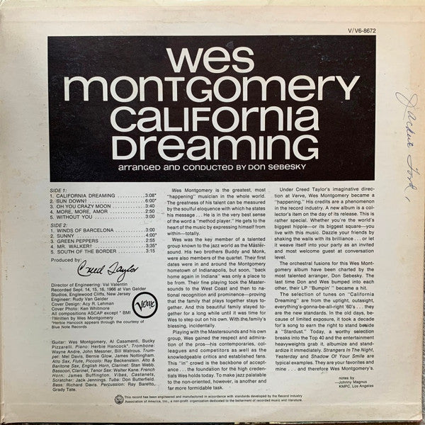 Wes Montgomery : California Dreaming (LP, Album, MGM)