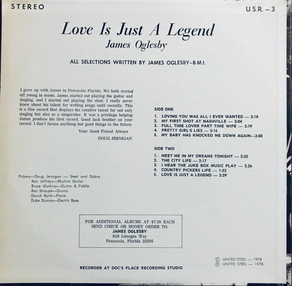 James Oglesby : Love Is Just A Legend (LP)