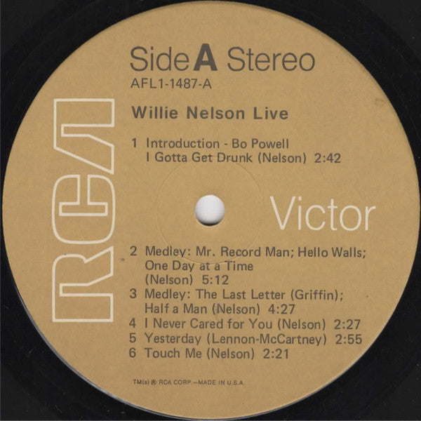Willie Nelson : Willie Nelson Live (LP, Album, Comp, RP, Ind)