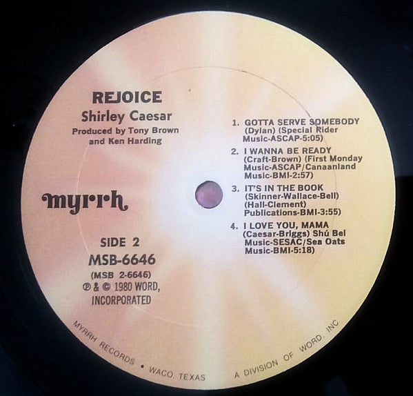 Shirley Caesar : Rejoice (LP, Album, Mfn)