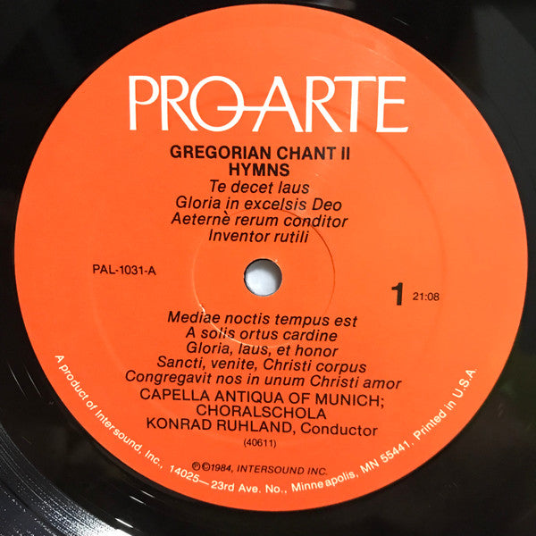 Capella Antiqua Of Munich*, Konrad Ruhland : Gregorian Chant II: Hymns (LP)