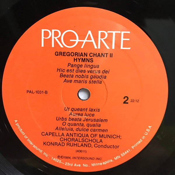Capella Antiqua Of Munich*, Konrad Ruhland : Gregorian Chant II: Hymns (LP)