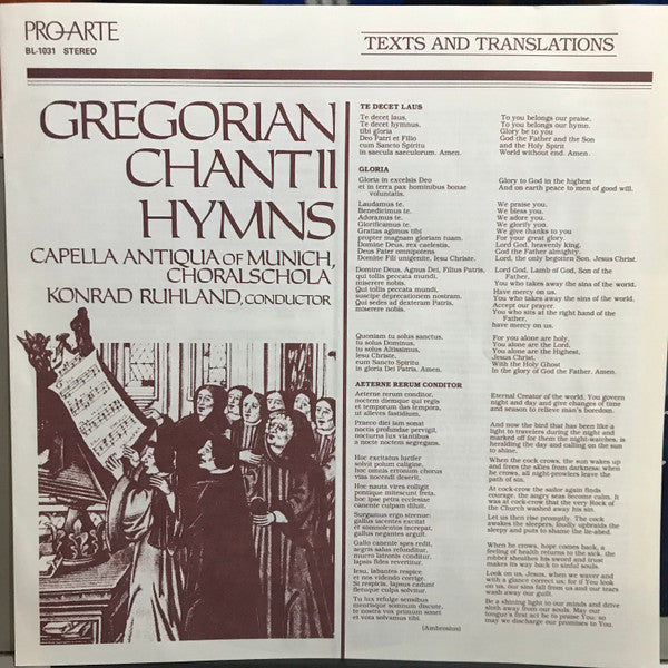 Capella Antiqua Of Munich*, Konrad Ruhland : Gregorian Chant II: Hymns (LP)