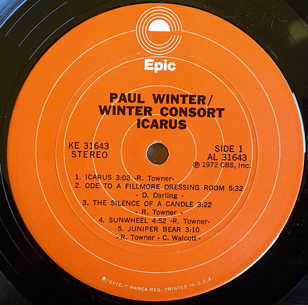 Paul Winter (2) / Winter Consort* : Icarus (LP, Album, RP, Pit)