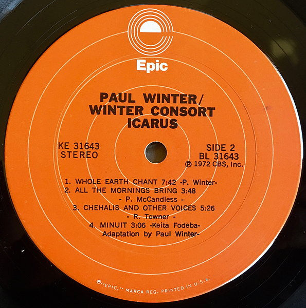Paul Winter (2) / Winter Consort* : Icarus (LP, Album, RP, Pit)