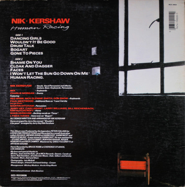 Nik Kershaw : Human Racing (LP, Album, Pin)