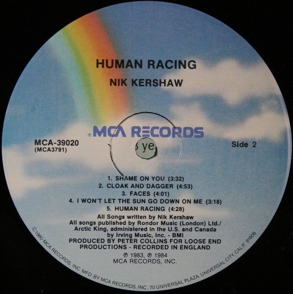 Nik Kershaw : Human Racing (LP, Album, Pin)