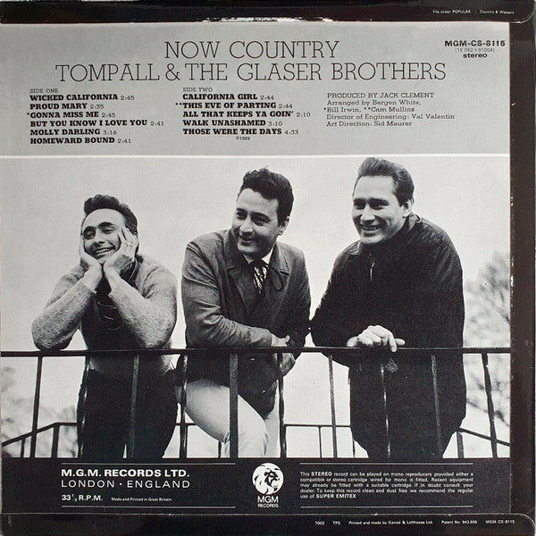 Tompall & The Glaser Brothers* : Now Country (LP, Album)