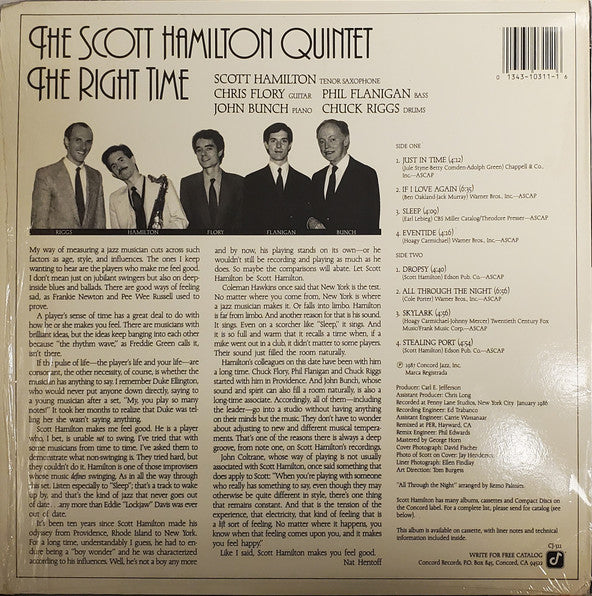 The Scott Hamilton Quintet : The Right Time (LP, Album)